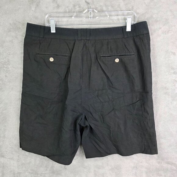 Mens Axis Black Pleated Chino Shorts 8" Inseam Silk Cotton Blend Size 38 - Picture 6 of 10